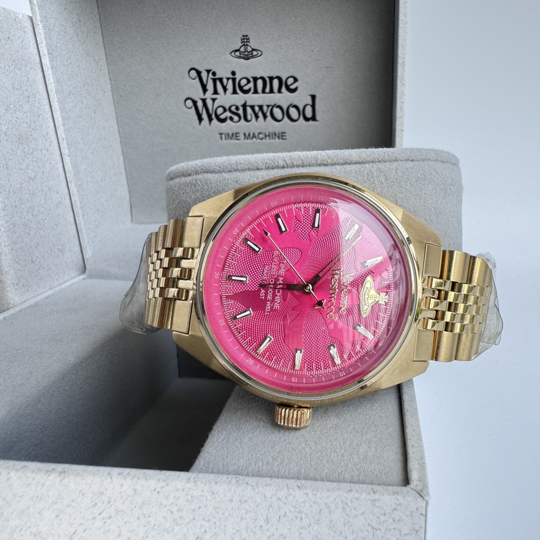 Vivienne Westwood Queen Mother Red Dragon Fruit Rose Dial Stainless Steel Strap Pink Dial Women
